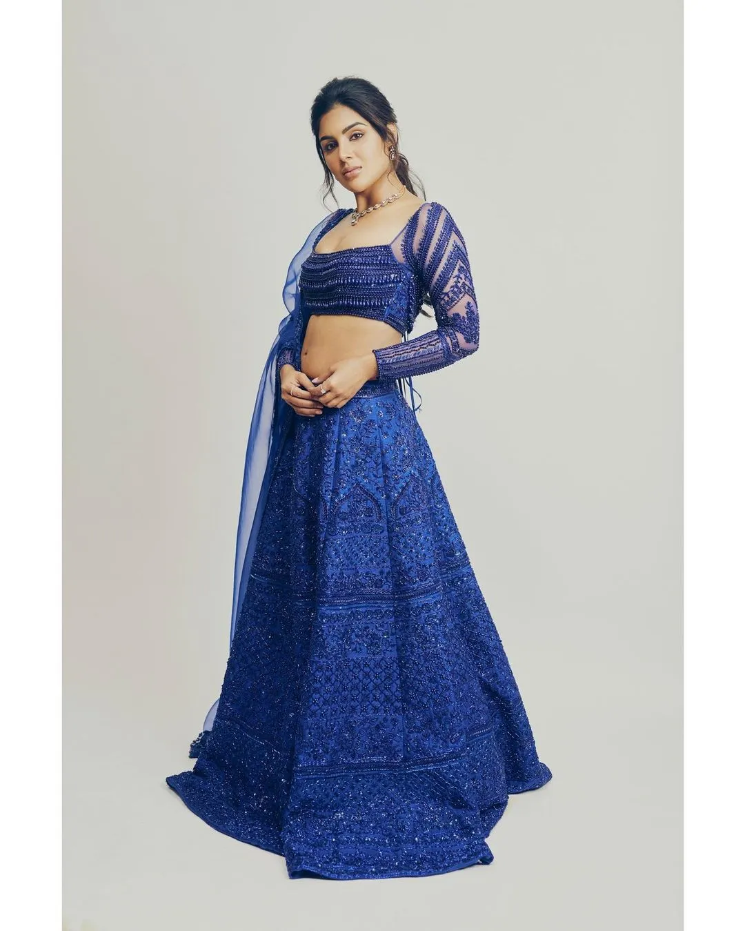 TELUGU ACTRESS SAMYUKTHA MENON PHOTOSHOOT IN BLUE LEHENGA CHOLI 2